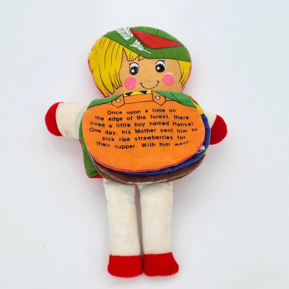 Vintage Story Book Rag Doll Flip Up Book Hansel & Gretel Plush 9" J.S.N.Y. 1970s
